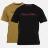 Black And Olive Crewneck Typographic Printed T-Shirt Combo