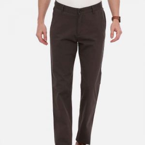 Brown Tapered Solid Chinos Trouser