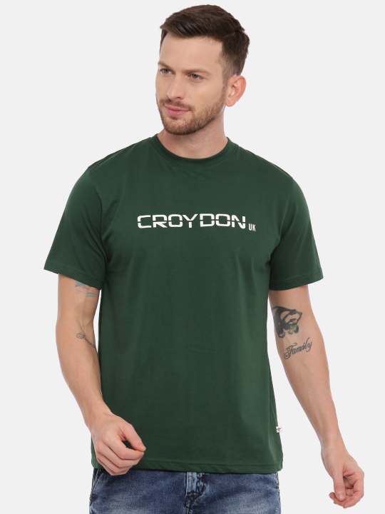 Orange And Green Crewneck Typographic Printed T-Shirt Combo