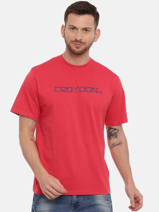 Pink And Grey Crewneck Typographic Printed T-Shirt Combo