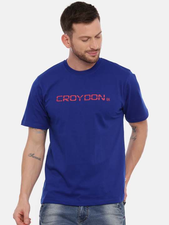 Violet And Air force Crewneck Typographic Printed T-Shirt Combo