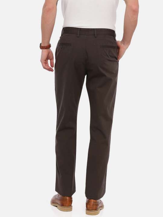 Brown Tapered Solid Chinos Trouser