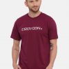 Wine And Off White Crewneck Typographic Printed T-Shirt Combo