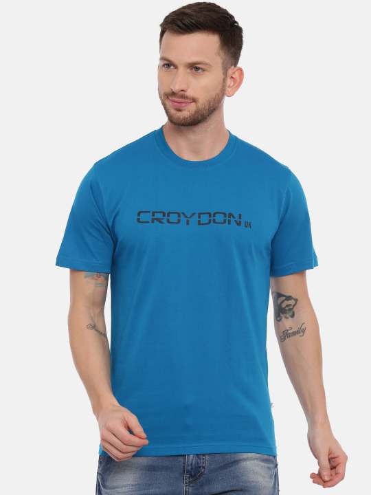 Violet And Air force Crewneck Typographic Printed T-Shirt Combo