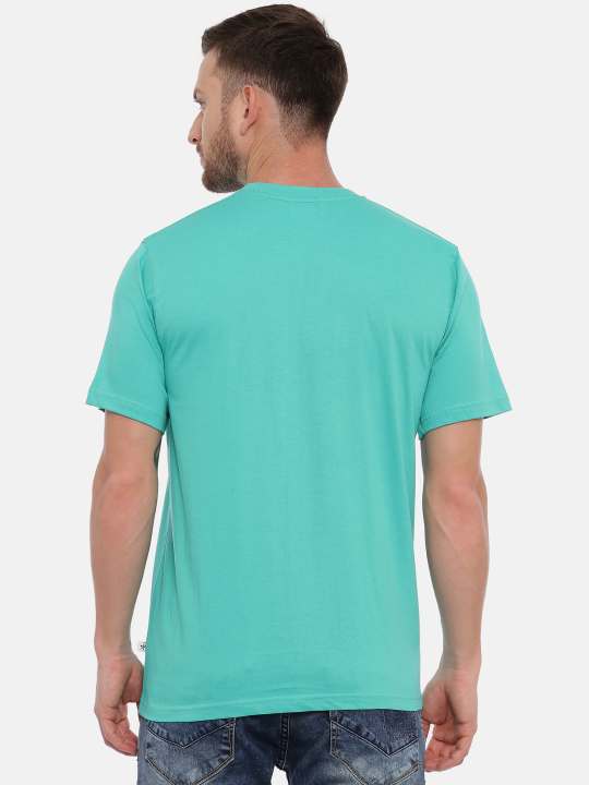 Green And Maroon Crewneck Typographic Printed T-Shirt Combo