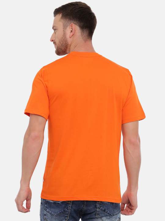 Orange And Green Crewneck Typographic Printed T-Shirt Combo