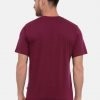 Wine And Off White Crewneck Typographic Printed T-Shirt Combo