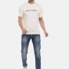 Wine And Off White Crewneck Typographic Printed T-Shirt Combo