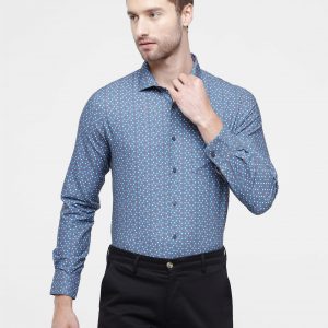 Dark Blue Micro Print Men's Shirt