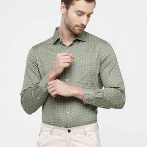 Olive green Floral Print Men's Shirt