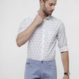 White Signature Nautical Print Men's Shirt