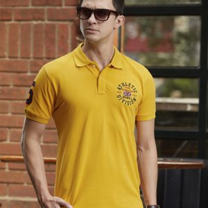 Union Jack Embroidered Polo Shirt - Mustard Yellow