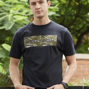 Croydon Camouflage Chest Print Crewneck T-Shirt - Black