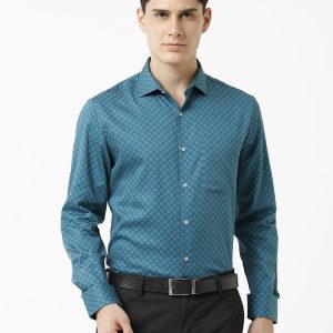 Croydon UK Men's Teal Abstract Print Shirt