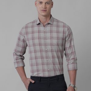 Croydon UK Men's light ash slub plaid shirt